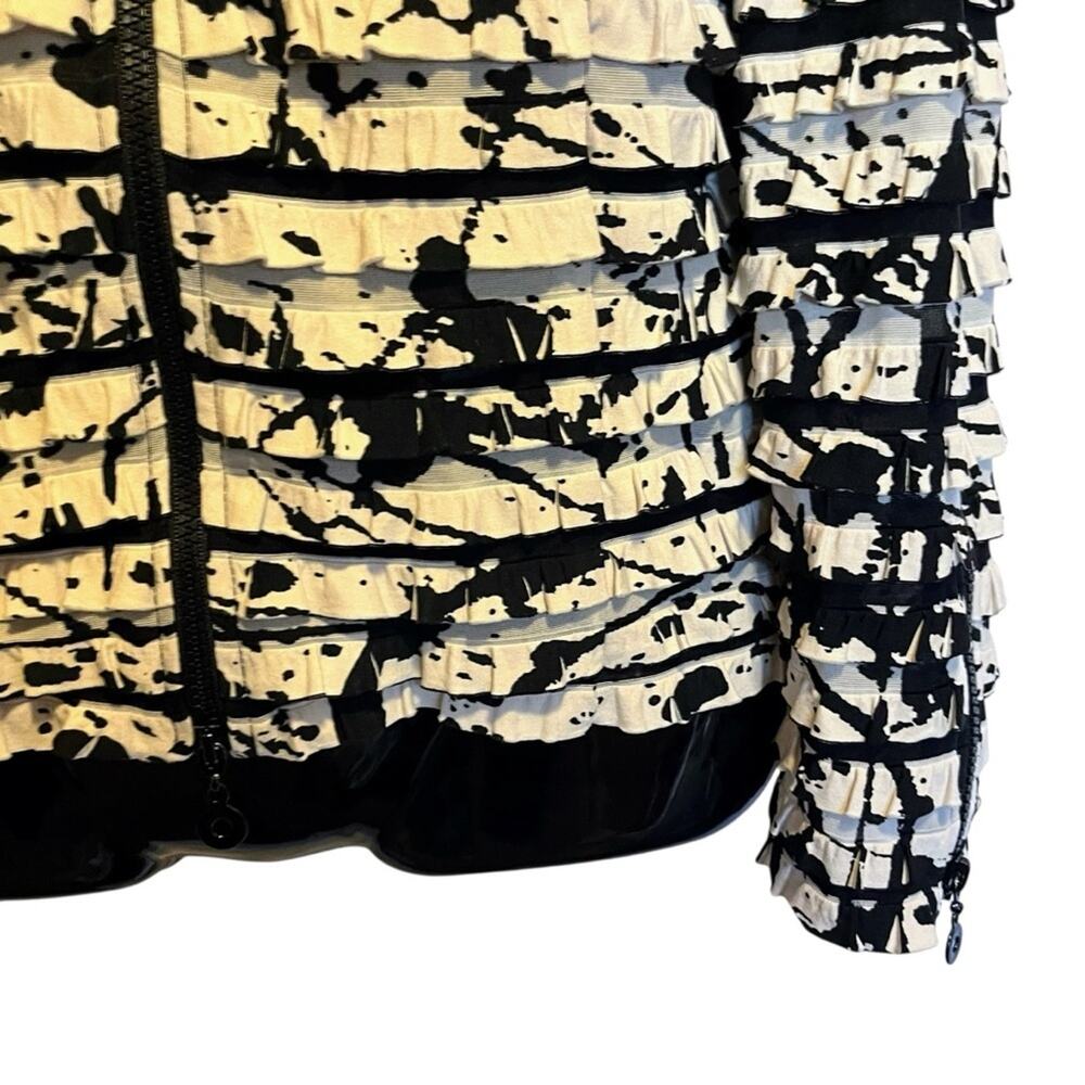 Joseph Ribkoff Jacket 14 Abstract Paint Print Ruffle Textured Zip Art to Wear - Picture 7 of 15